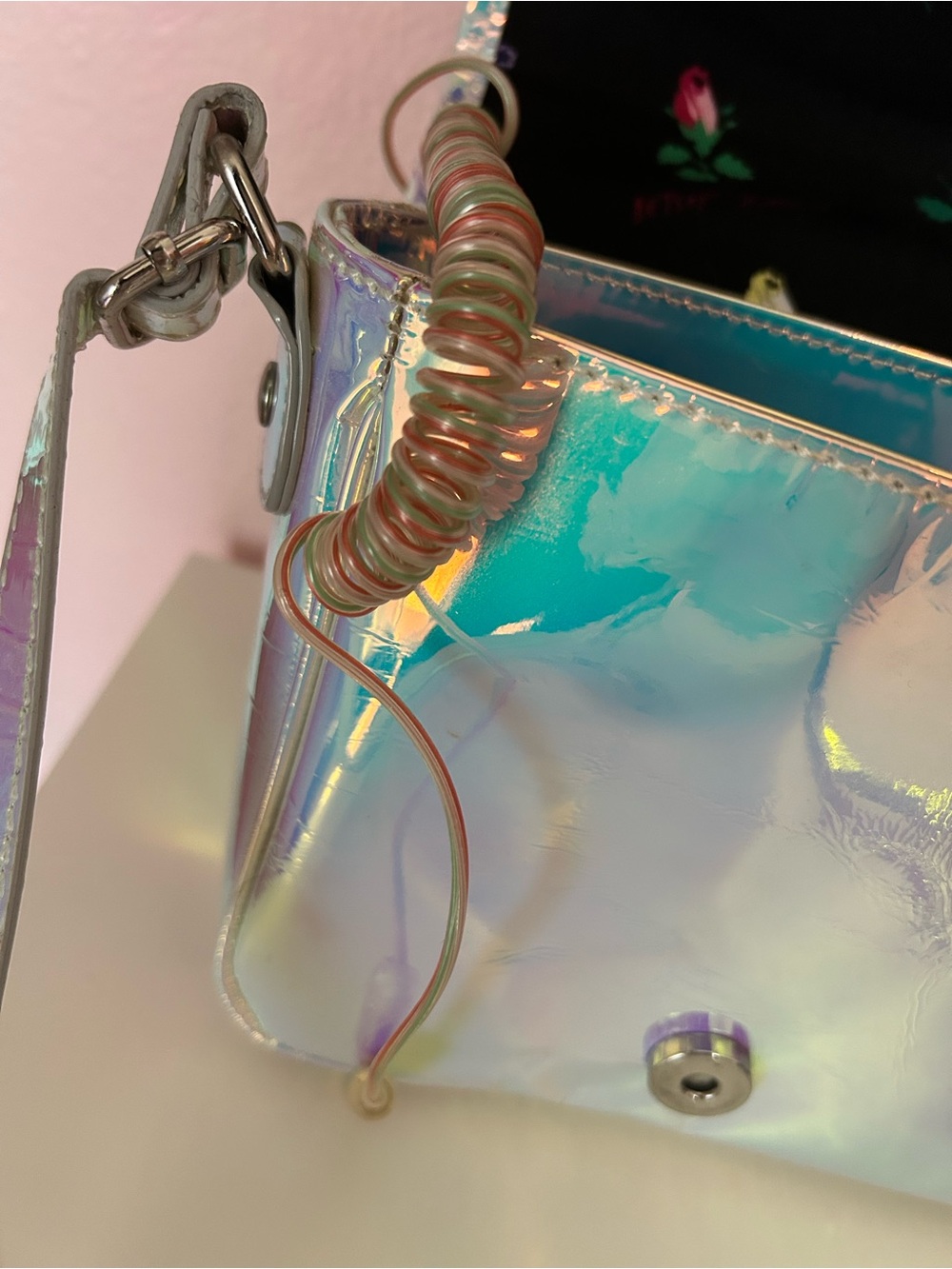 Betsey Johnson Iridescent Rainbow Phone Crossbody - Picture 4 of 8
